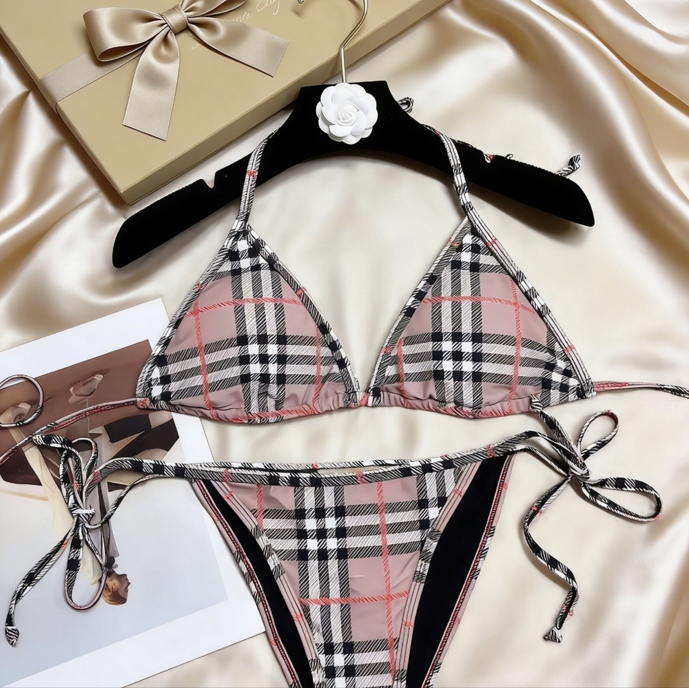 Burberry Pink Check Bikini Swim Wardrobe
